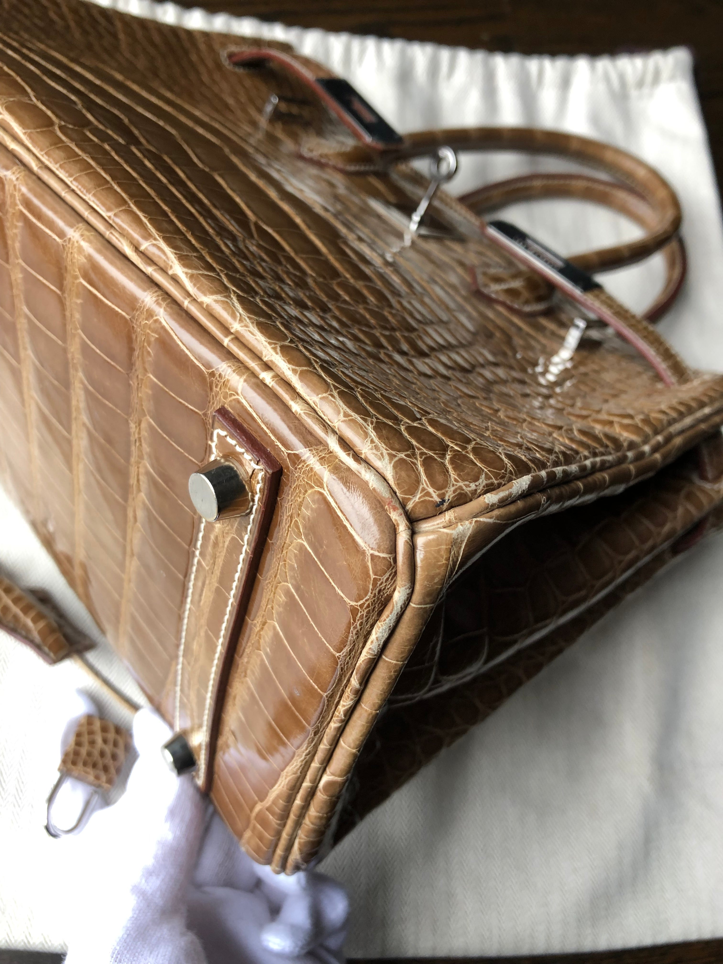 Hermes Vintage Ficelle Alligator Birkin 30 cm Palladium Hardware