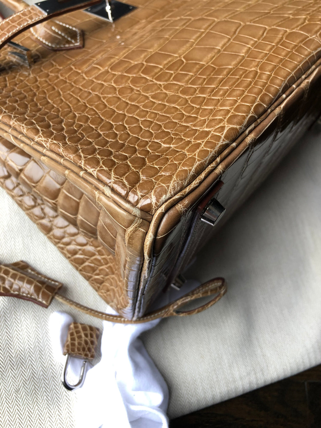 Hermes Vintage Ficelle Alligator Birkin 30 cm Palladium Hardware