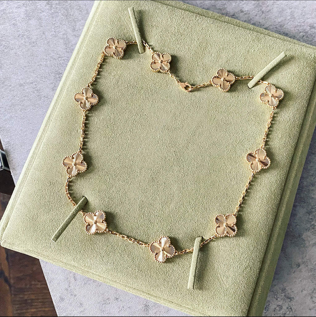 Van Cleef & Arpels 18k Gold Vintage Alhambra Necklace 10 motifs