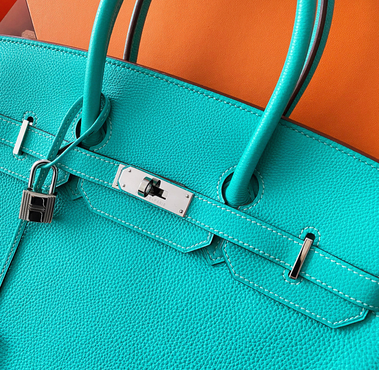 Hermes Birkin 35 PHW Togo Bleu Lagon / Blue Lagoon Bag