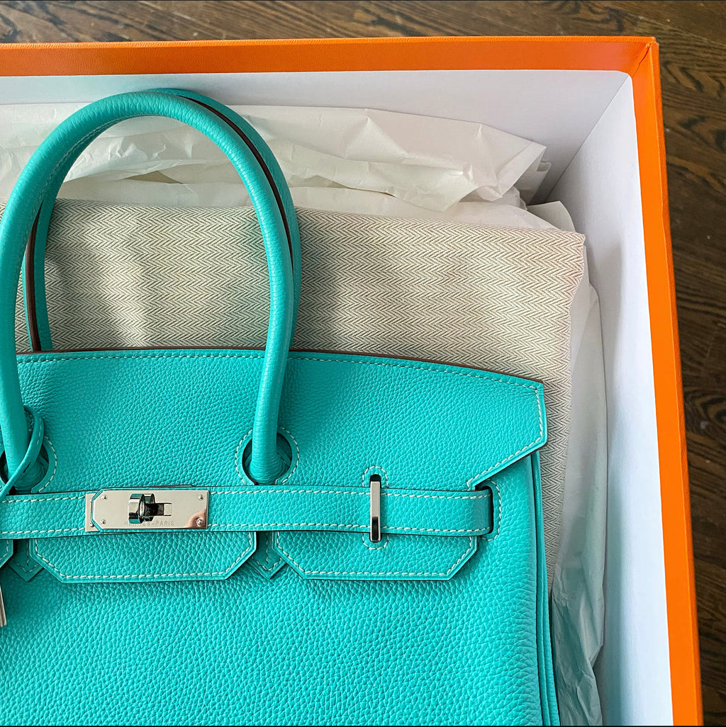 Hermes Birkin 35 PHW Togo Bleu Lagon / Blue Lagoon Bag