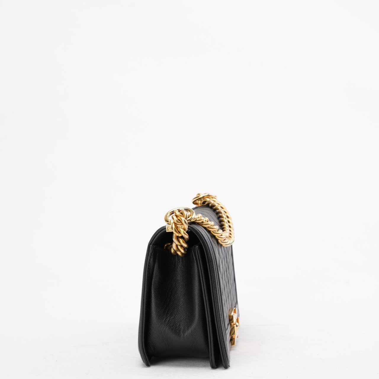 Chanel Boy Medium Black Flap Bag Quilted Caviar 2019