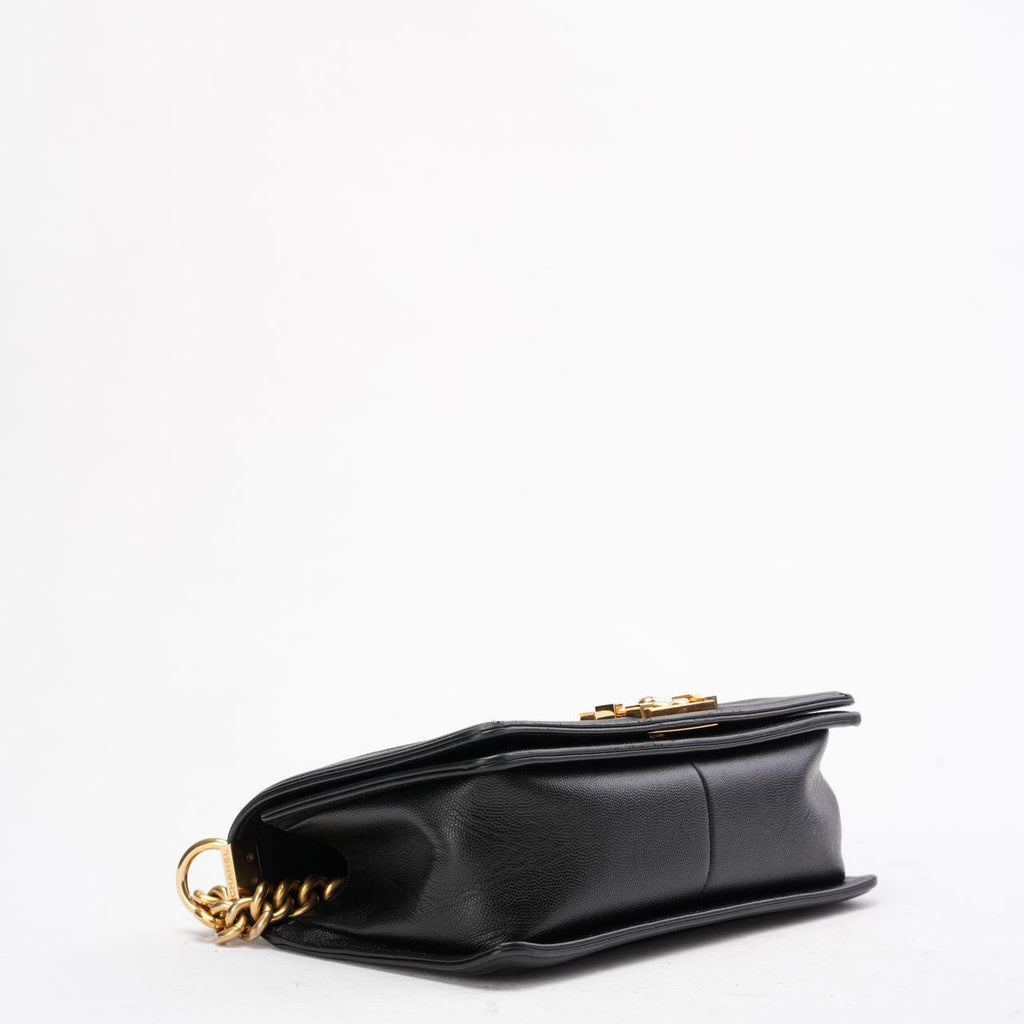Chanel Boy Medium Black Flap Bag Quilted Caviar 2019