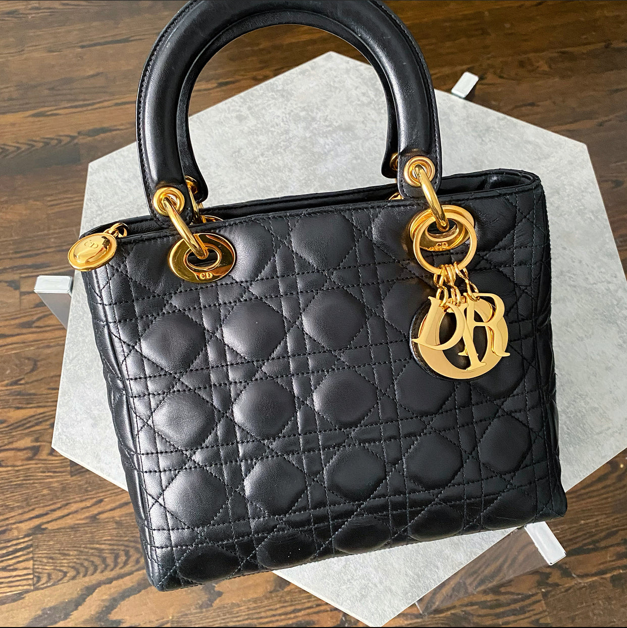 Dior Lady Dior Black Lambskin Cannage Bag