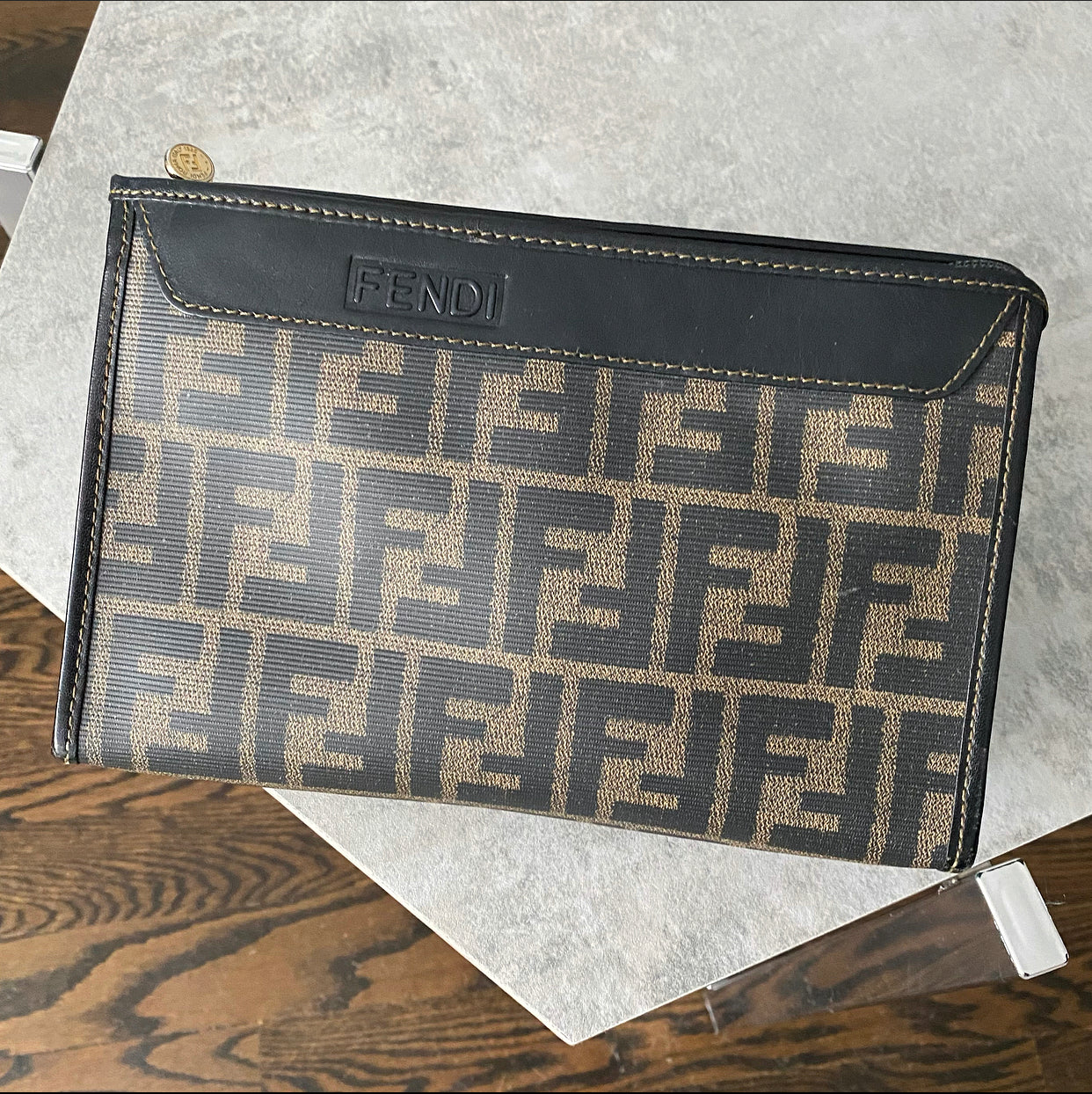 Fendi Vintage 1990’s Zucca Logo Cosmetic Pouch Case