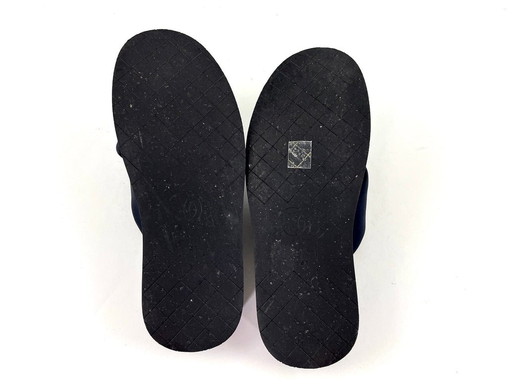 CHANEL Puffy 2022 Criss Cross Black Slide Sandals 41 10