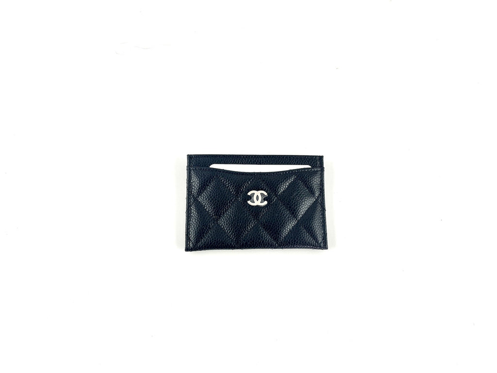 CHANEL 2022 Black Caviar Quilted  Holder Case