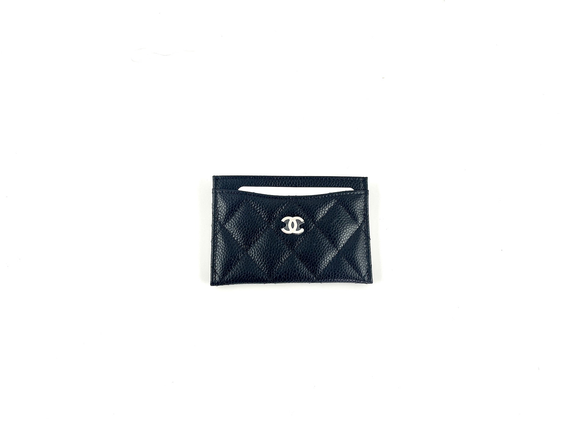 CHANEL 2022 Black Caviar Quilted  Holder Case