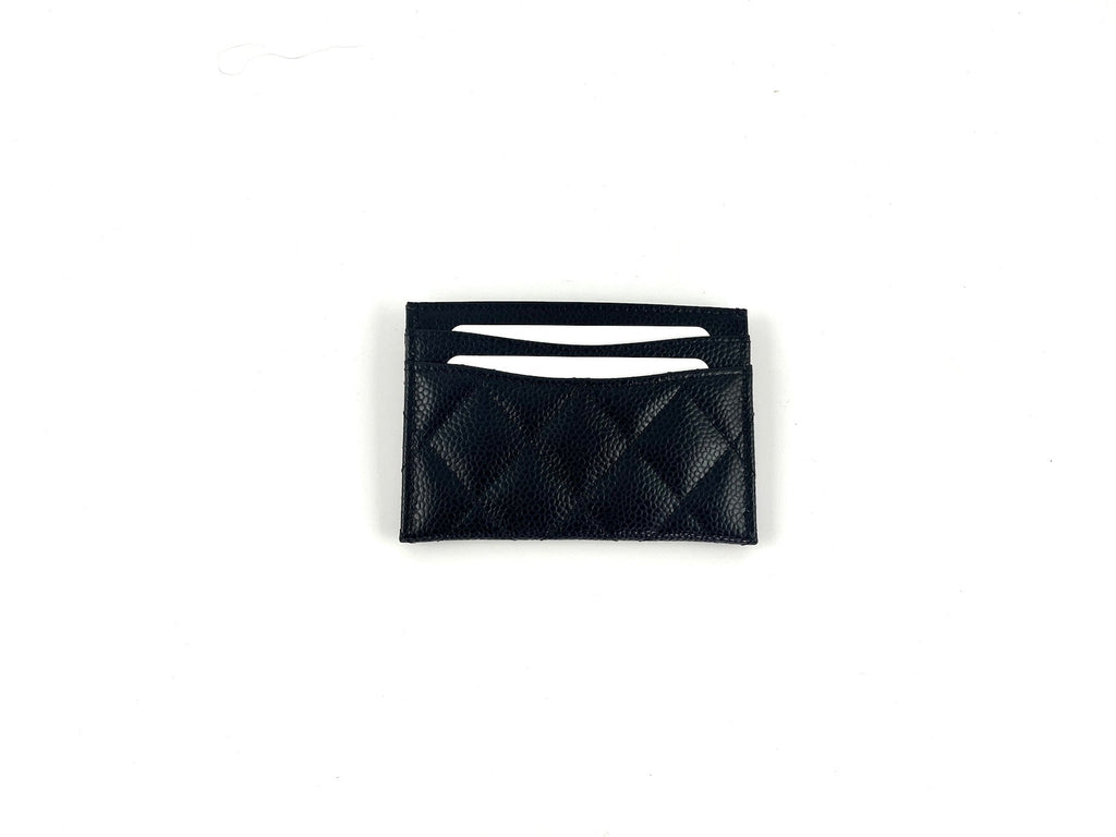 CHANEL 2022 Black Caviar Quilted  Holder Case