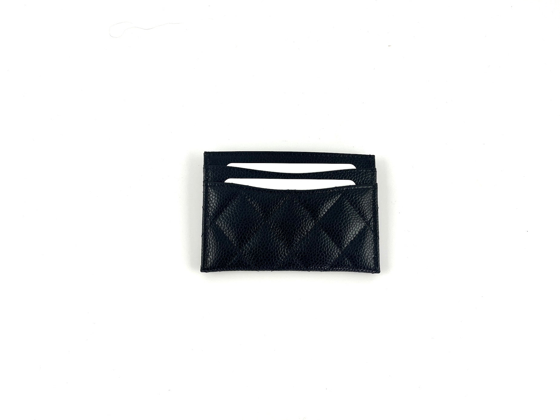 CHANEL 2022 Black Caviar Quilted  Holder Case