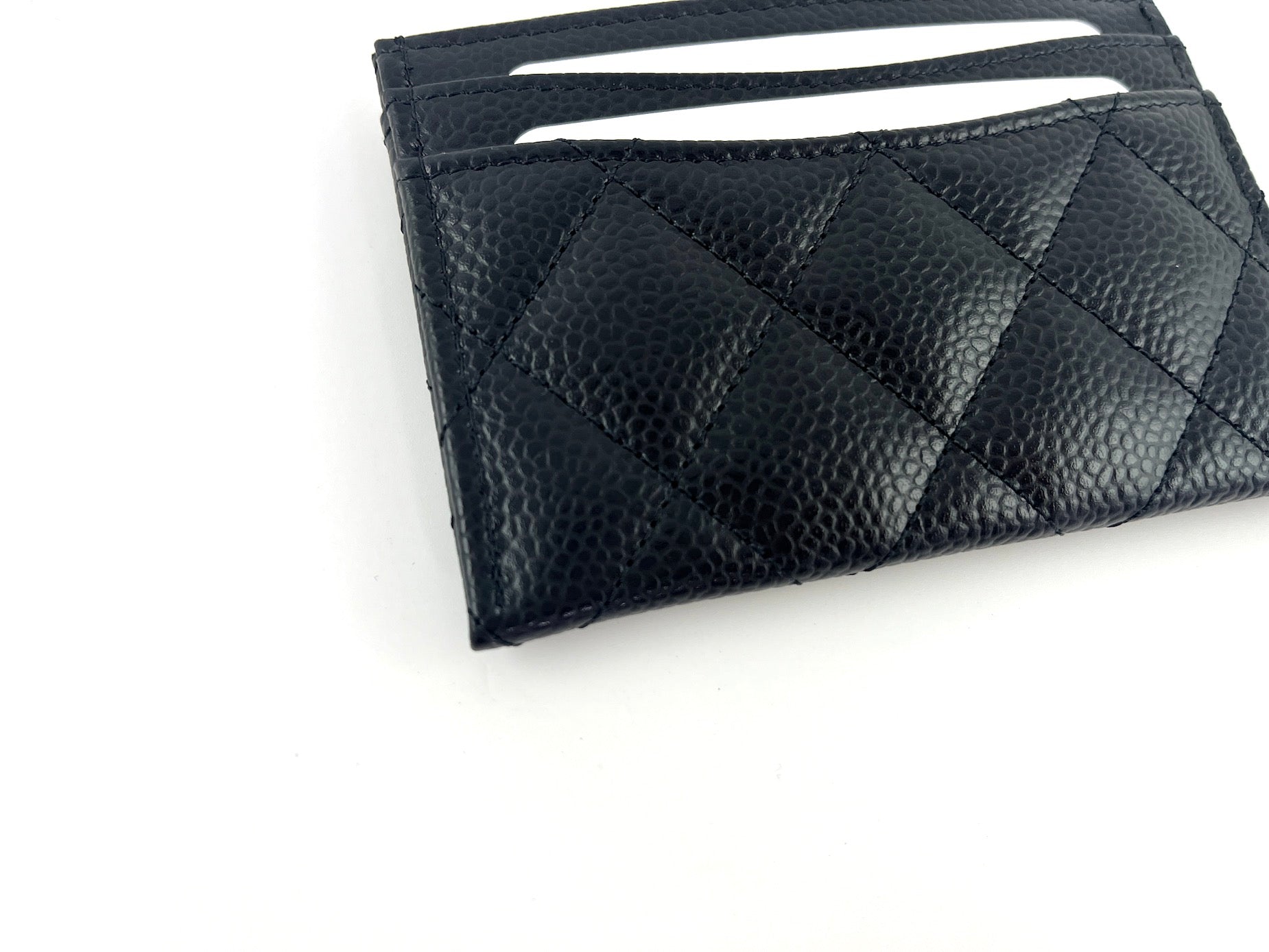 CHANEL 2022 Black Caviar Quilted  Holder Case