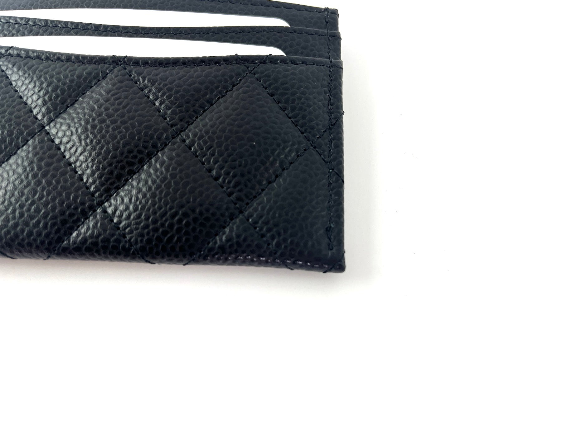 CHANEL 2022 Black Caviar Quilted  Holder Case