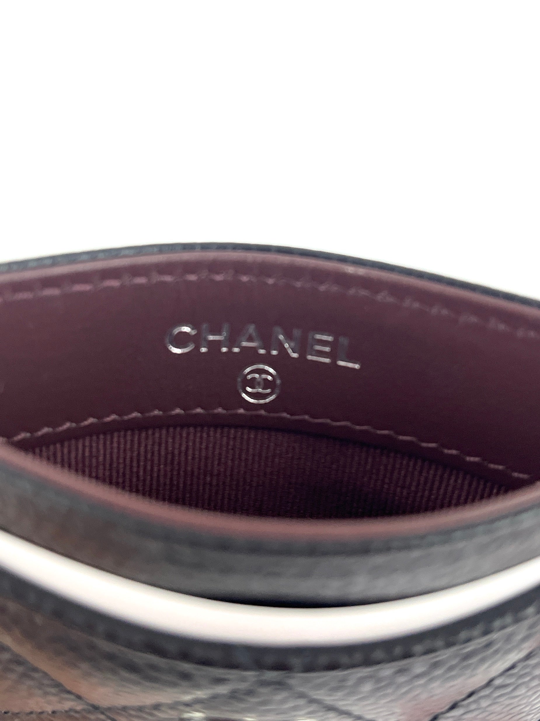 CHANEL 2022 Black Caviar Quilted  Holder Case