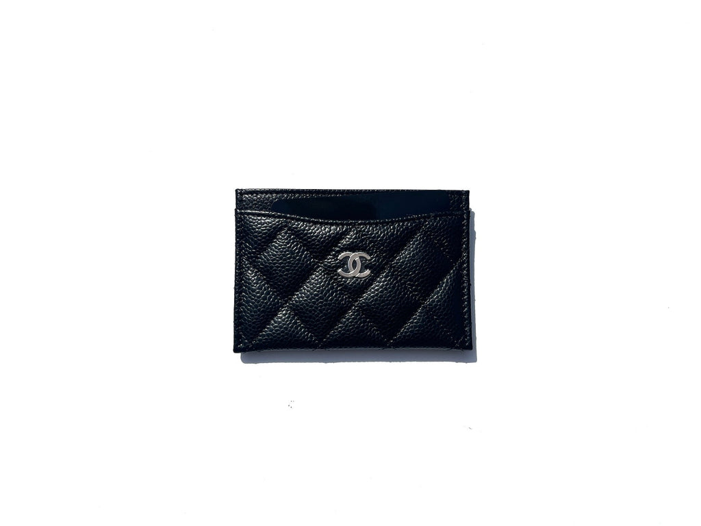 CHANEL 2022 Black Caviar Quilted  Holder Case
