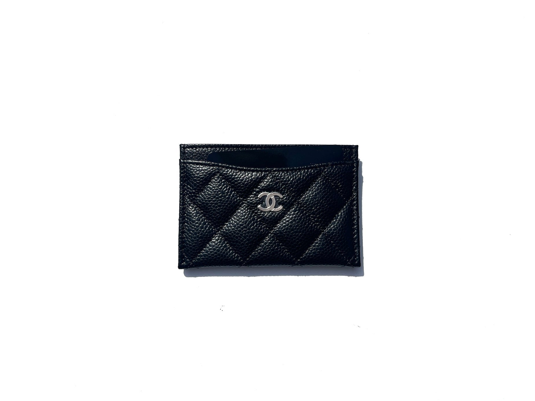 CHANEL 2022 Black Caviar Quilted  Holder Case