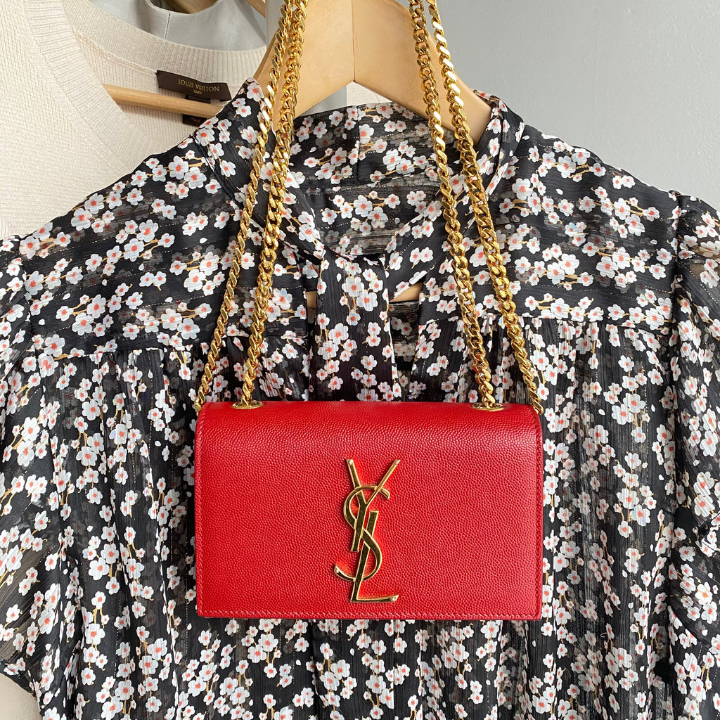 Saint Laurent Red Mini Kate Chain Strap Bag