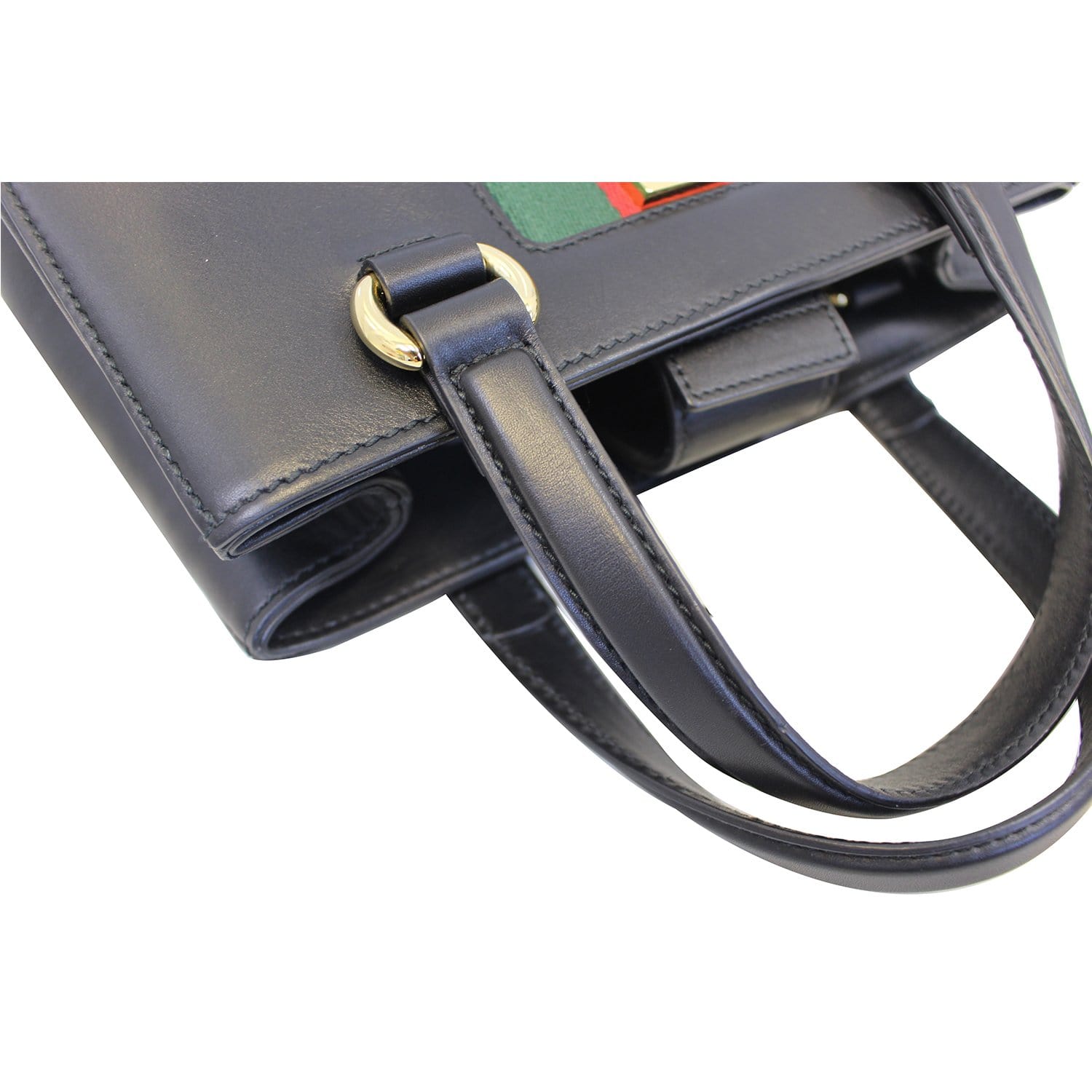 GUCCI Sylvie Small Leather Black Classic Top Handle Satchel Bag 460381