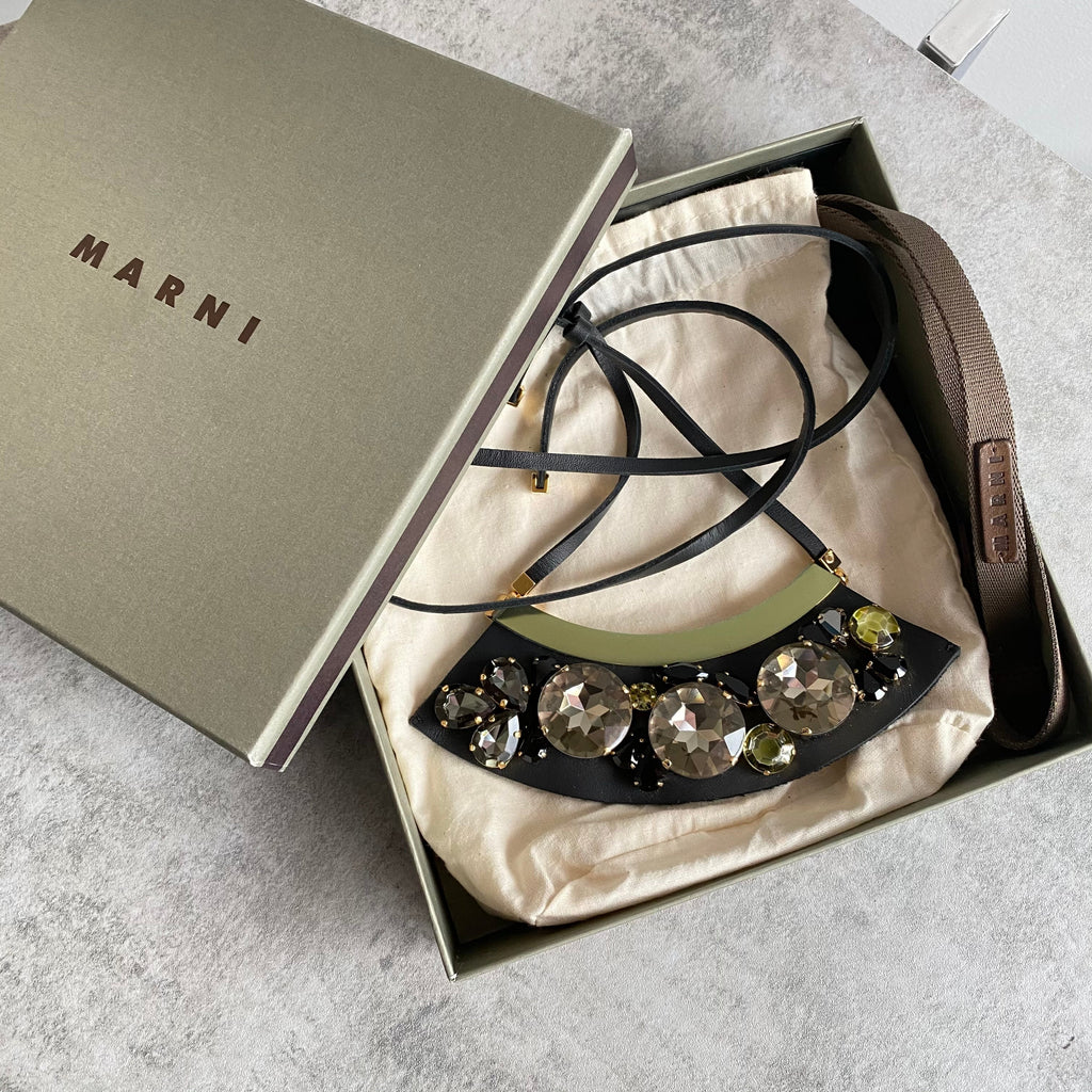 Marni Strass Necklace with Black and Grey Crystals