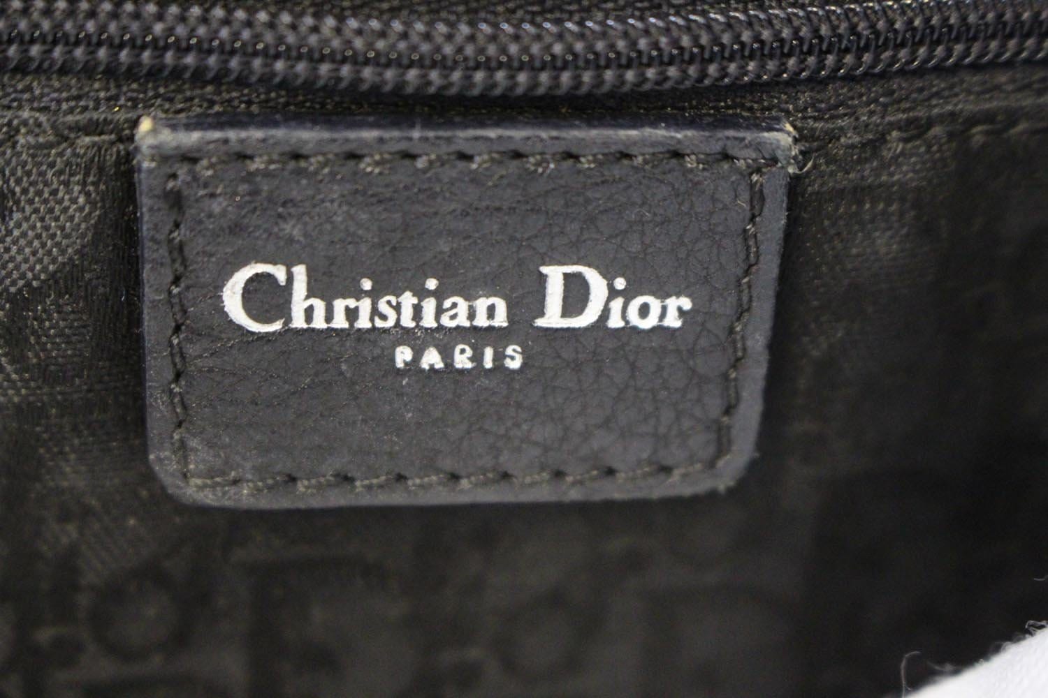 CHRISTIAN DIOR Black Leather Cannage Medium Tote Bag