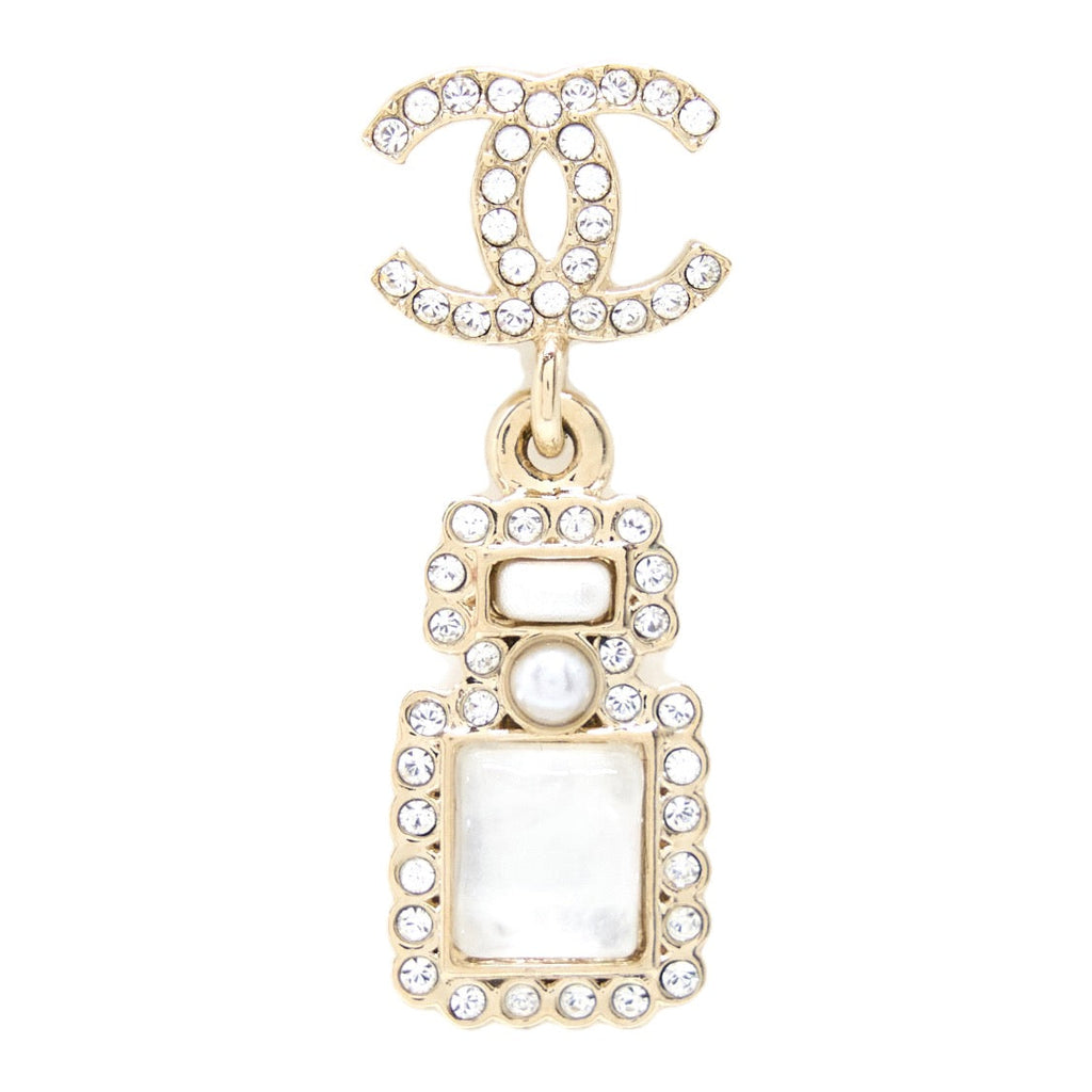 Chanel Crystal And Stud CC Perfume Drop Earring L