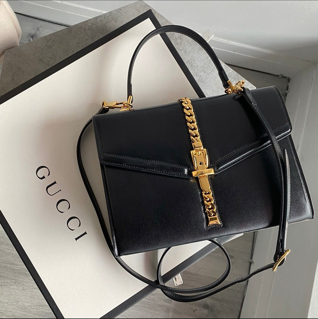 Gucci 1969 Sylvie Small Black Top Handle Two-Way Bag
