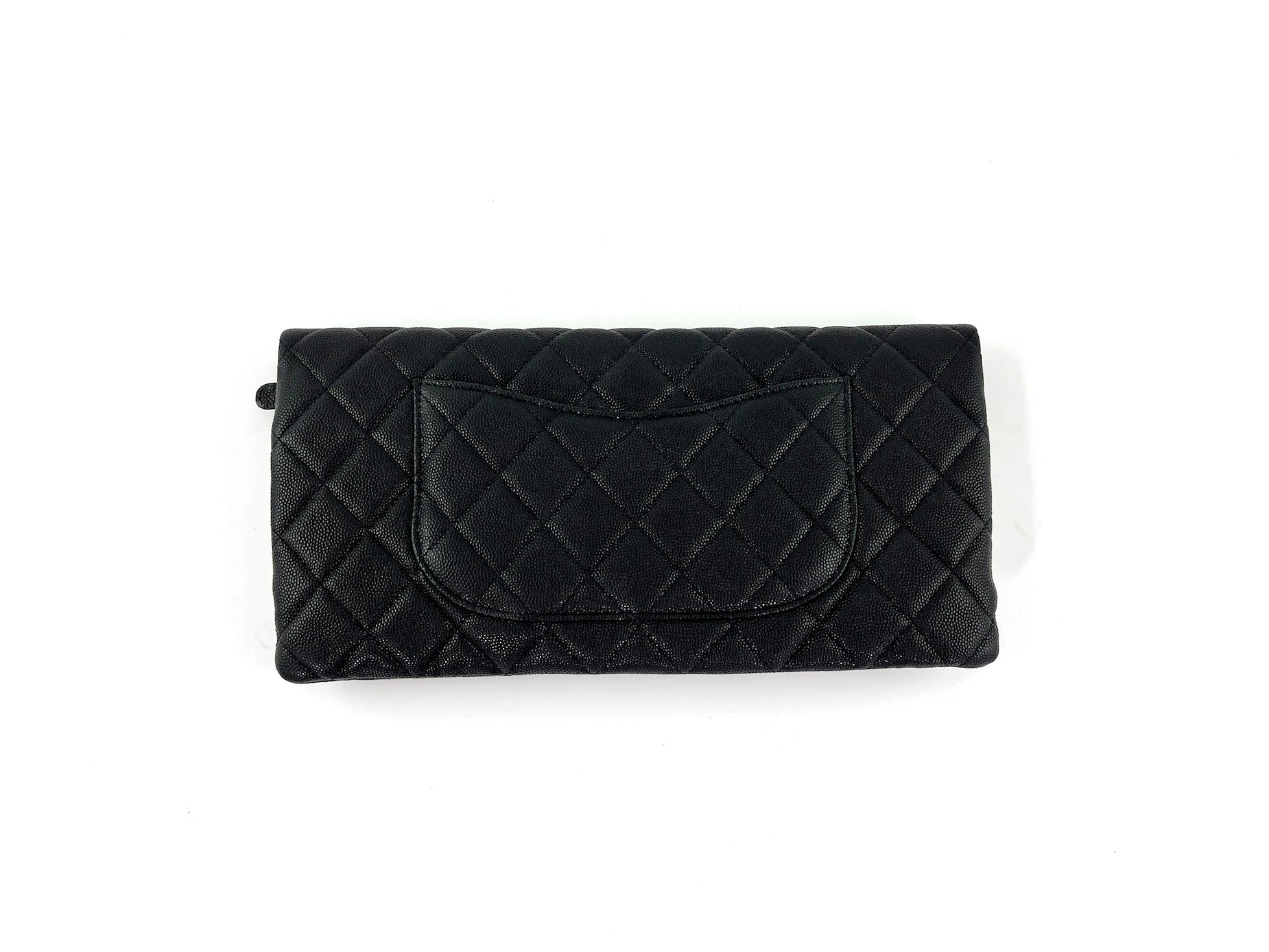 CHANEL Classic 2021 Black Quilted Caviar Flap Clutch Bag