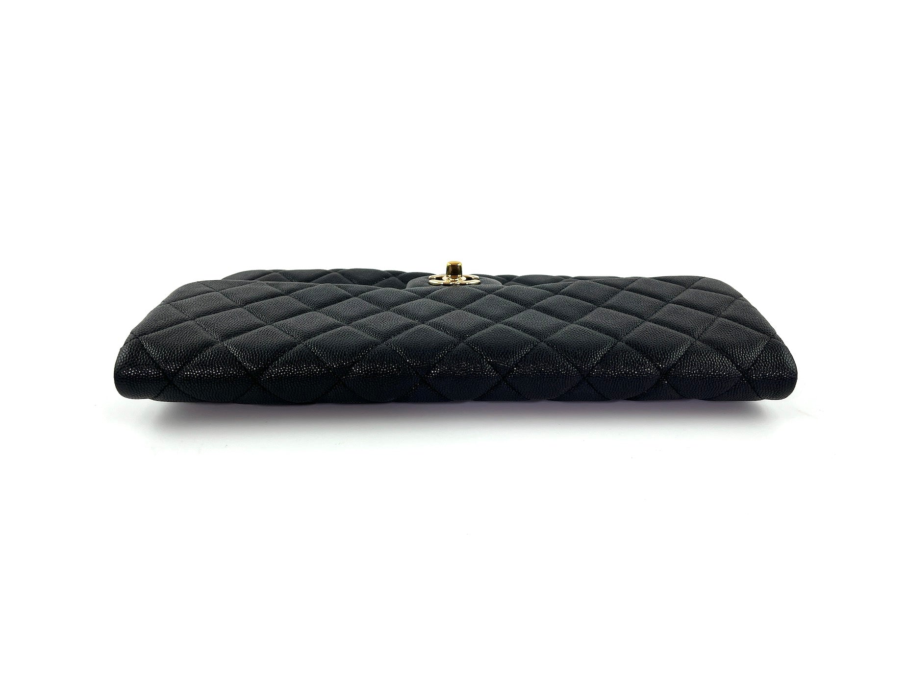 CHANEL Classic 2021 Black Quilted Caviar Flap Clutch Bag