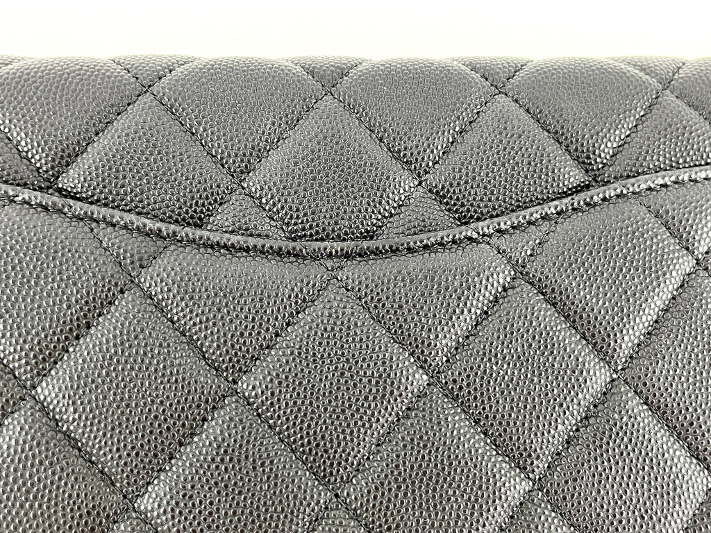 CHANEL Classic 2021 Black Quilted Caviar Flap Clutch Bag