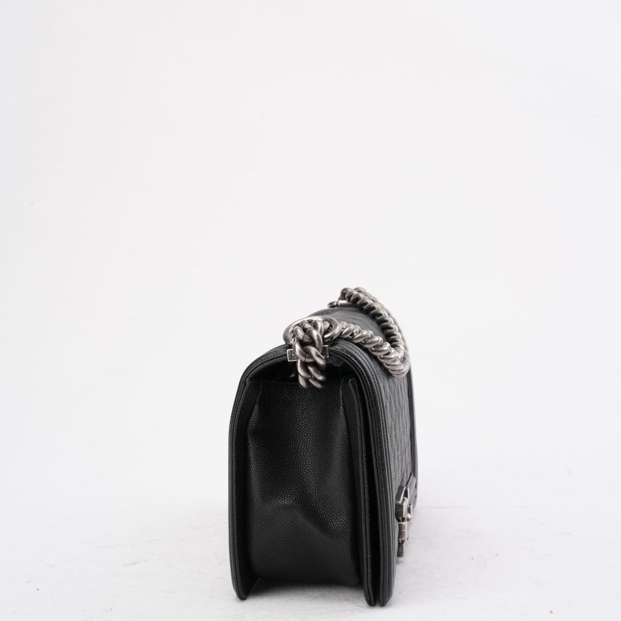 Chanel Boy Medium Black Flap Bag Quilted Caviar 2017