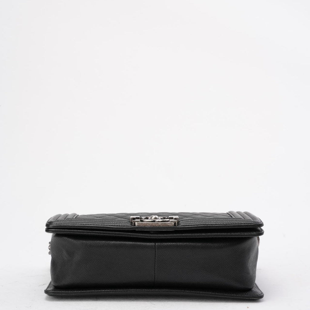 Chanel Boy Medium Black Flap Bag Quilted Caviar 2017