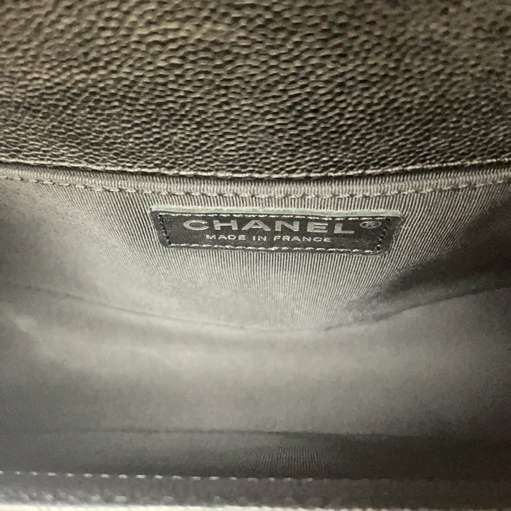 Chanel Boy Medium Black Flap Bag Quilted Caviar 2017