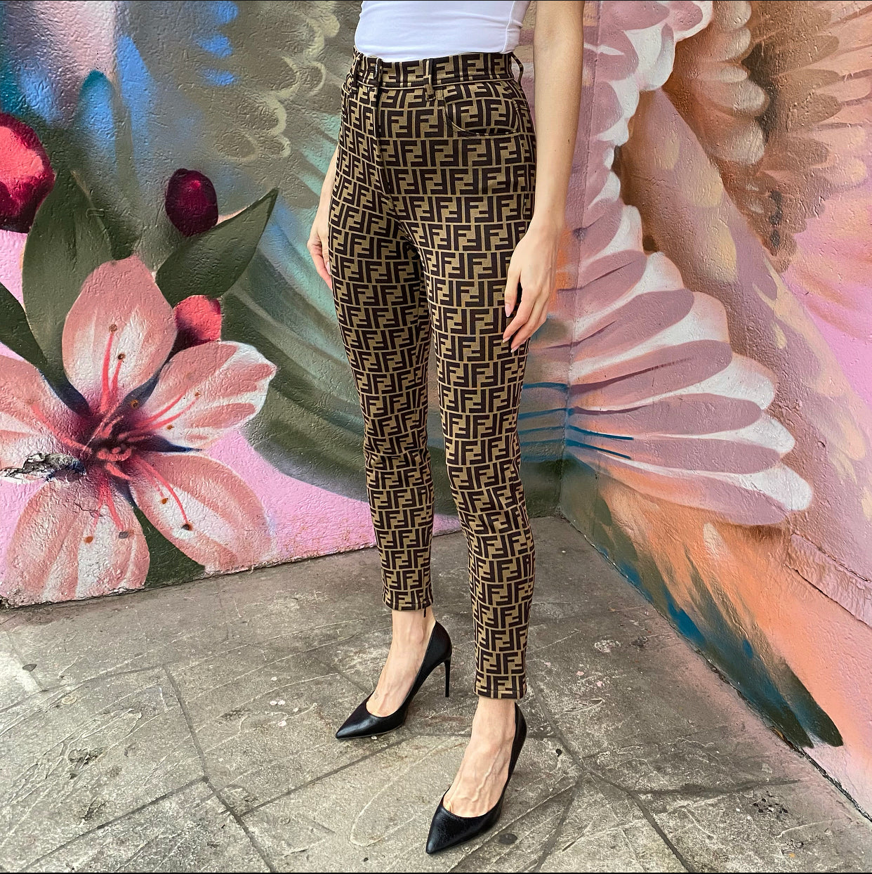 Fendi Zucca Knit Jersey Skinny Pants - IT40 / USA 2/4