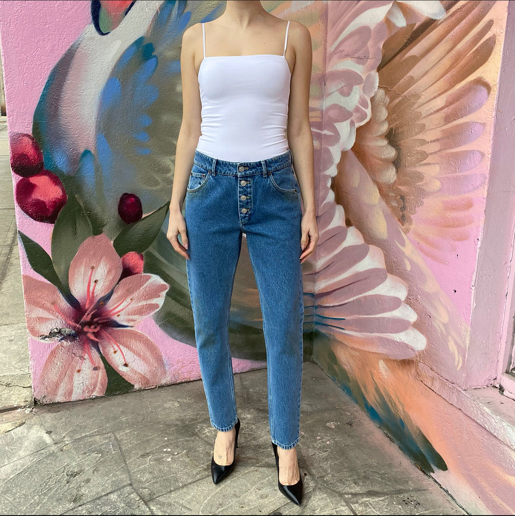 Balenciaga Blue Tapered Distressed Denim Jeans - FR38