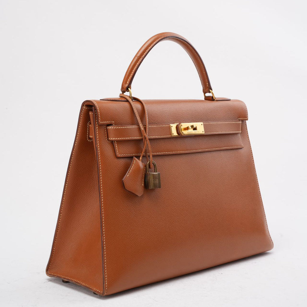 Hermès Vintage Gold Kelly Sellier 32 Epsom U Circle 1991