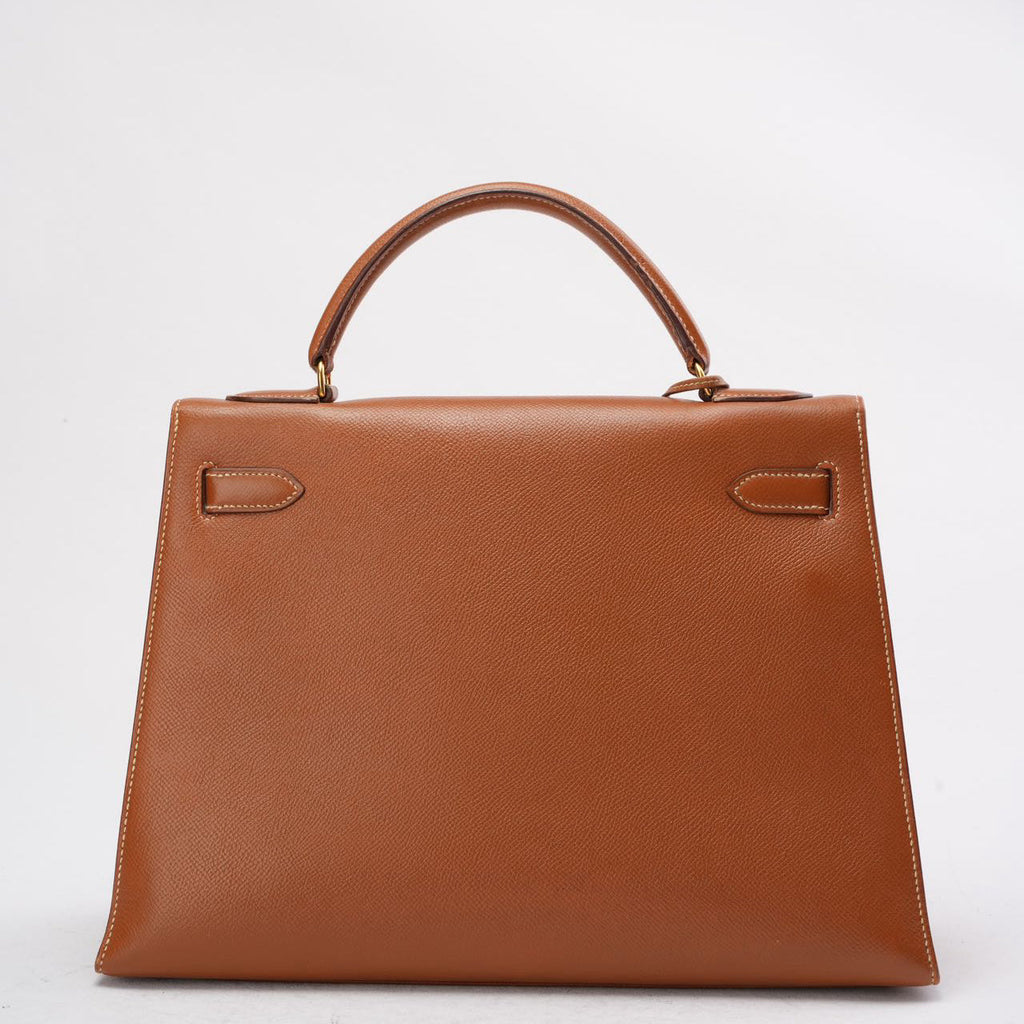 Hermès Vintage Gold Kelly Sellier 32 Epsom U Circle 1991