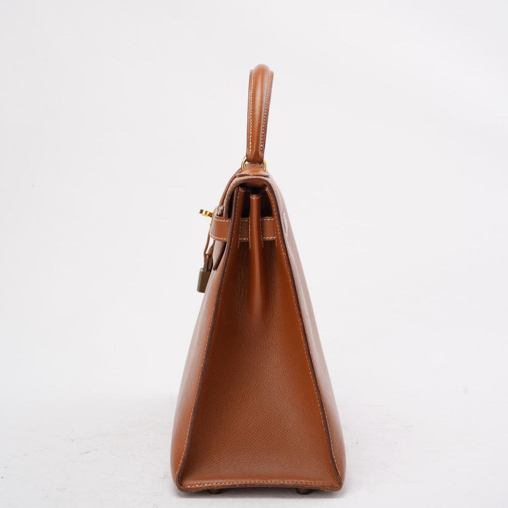 Hermès Vintage Gold Kelly Sellier 32 Epsom U Circle 1991