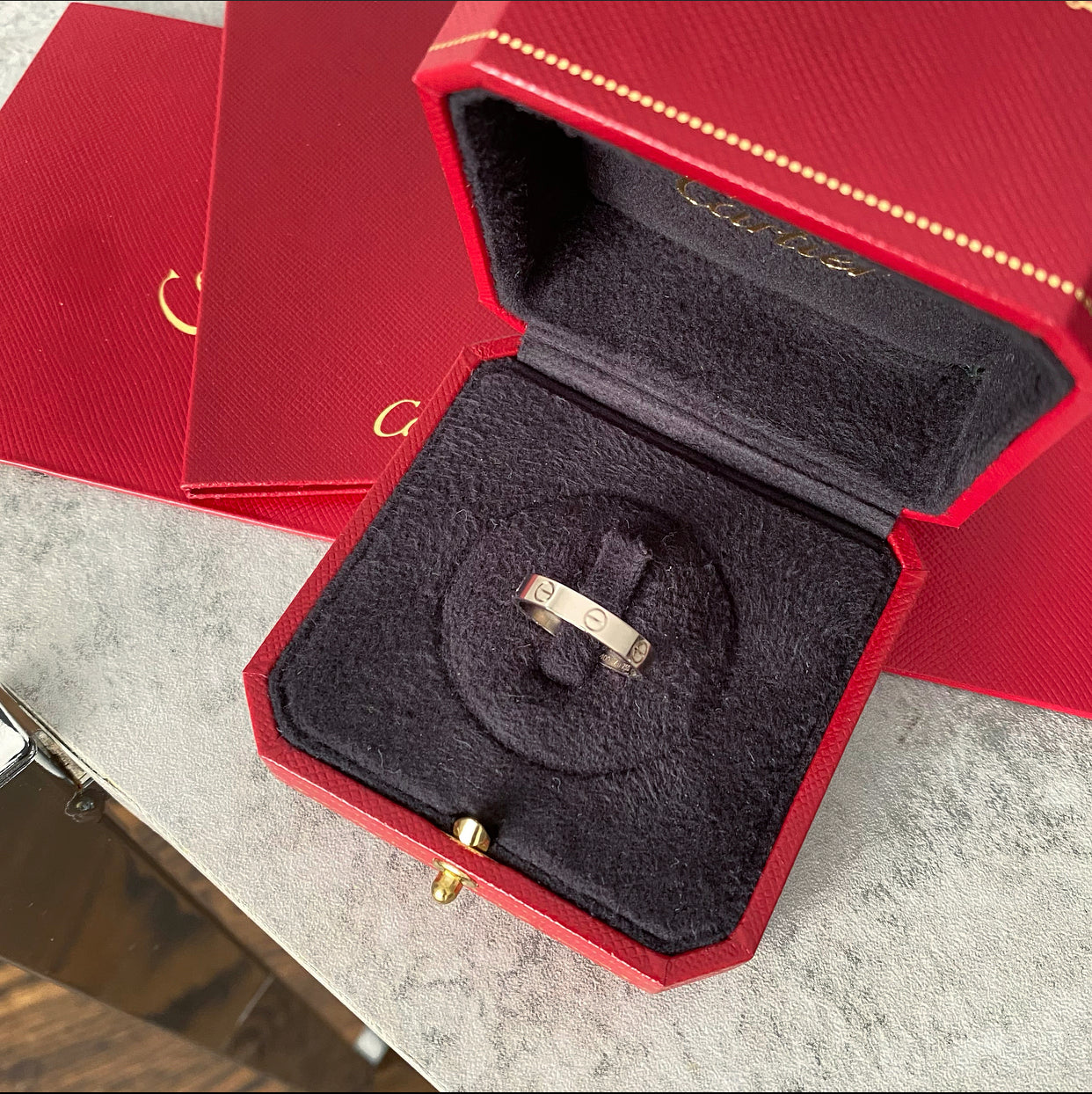 Cartier 18k White Gold Thin Love Wedding Band Ring - 55 / 7-1/4