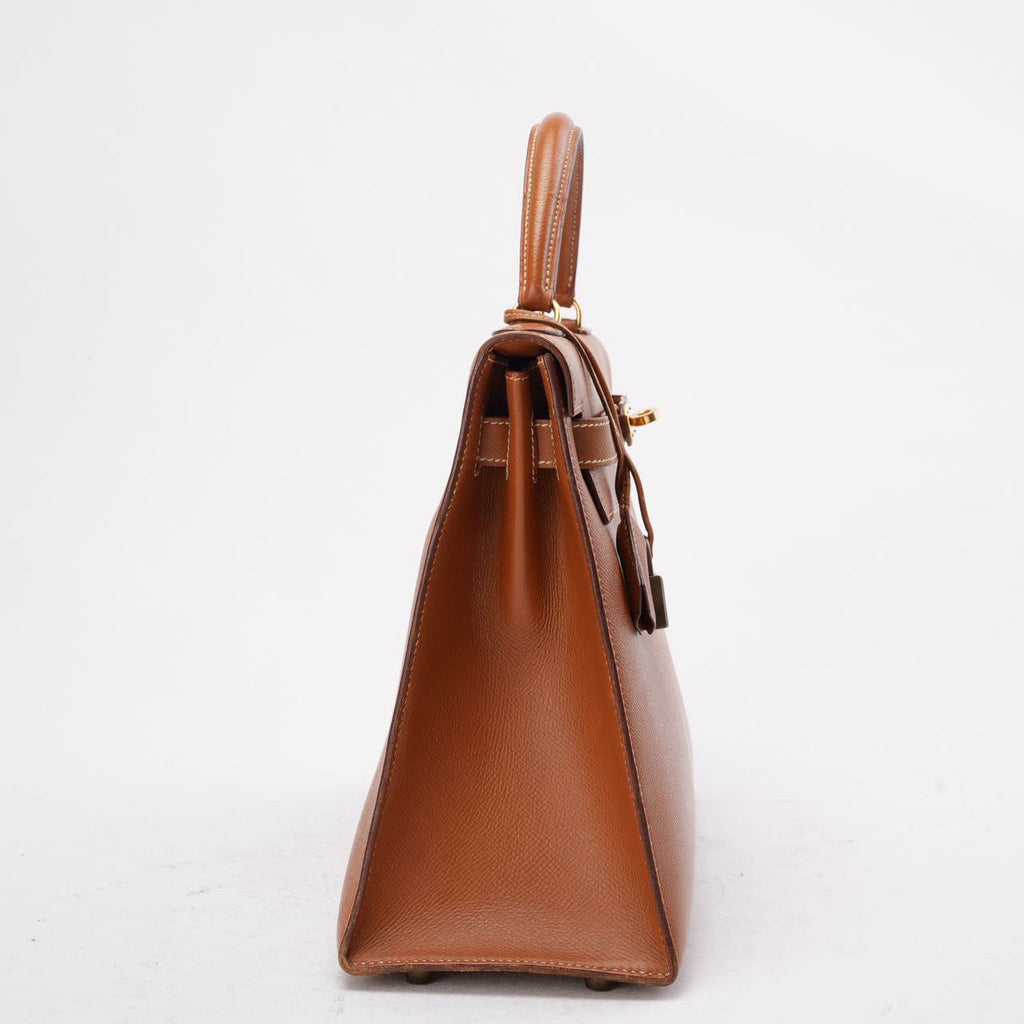 Hermès Vintage Gold Kelly Sellier 32 Epsom U Circle 1991