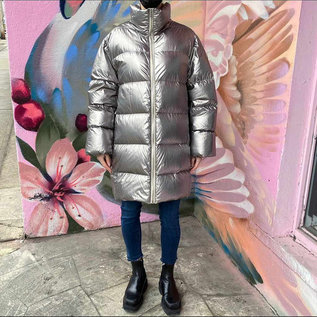 Moncler x Rick Owens Cyclopic Silver Down Puffer Coat - USA M
