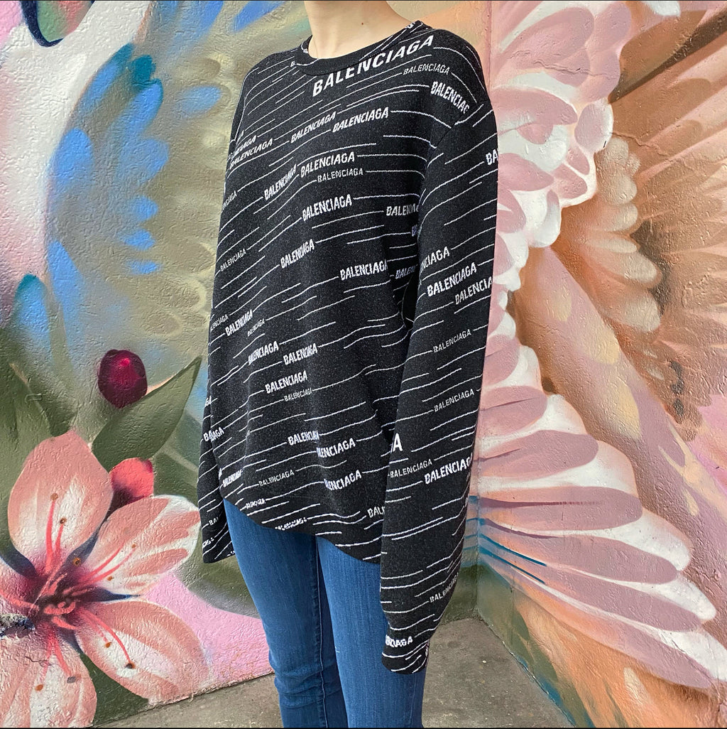 Balenciaga Black Wool Logo Knit Sweater - S / M
