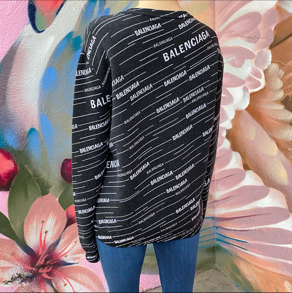 Balenciaga Black Wool Logo Knit Sweater - S / M