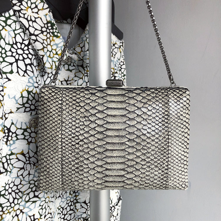 Chanel 2016 Fall Runway Limited Edition Python Kiss Lock Box Bag