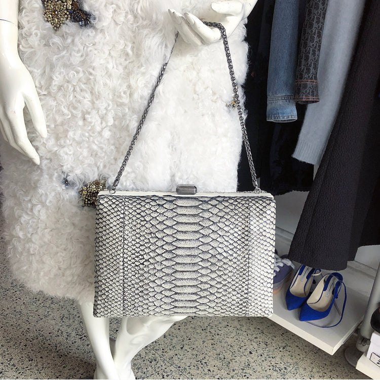 Chanel 2016 Fall Runway Limited Edition Python Kiss Lock Box Bag