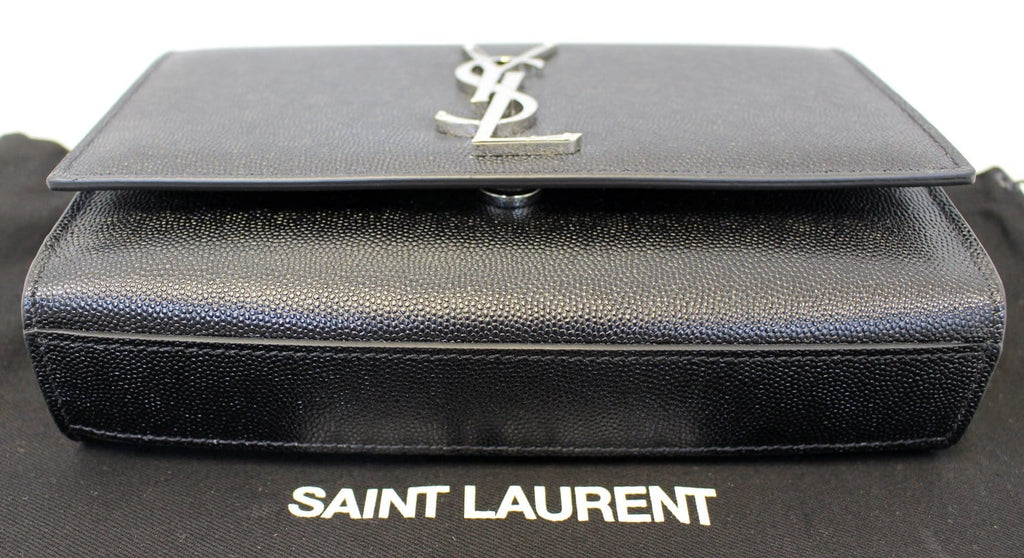 YVES SAINT LAURENT Kate Black Leather Medium Chian Clutch Crossbody Bag