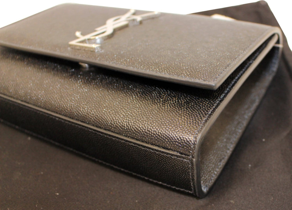YVES SAINT LAURENT Kate Black Leather Medium Chian Clutch Crossbody Bag