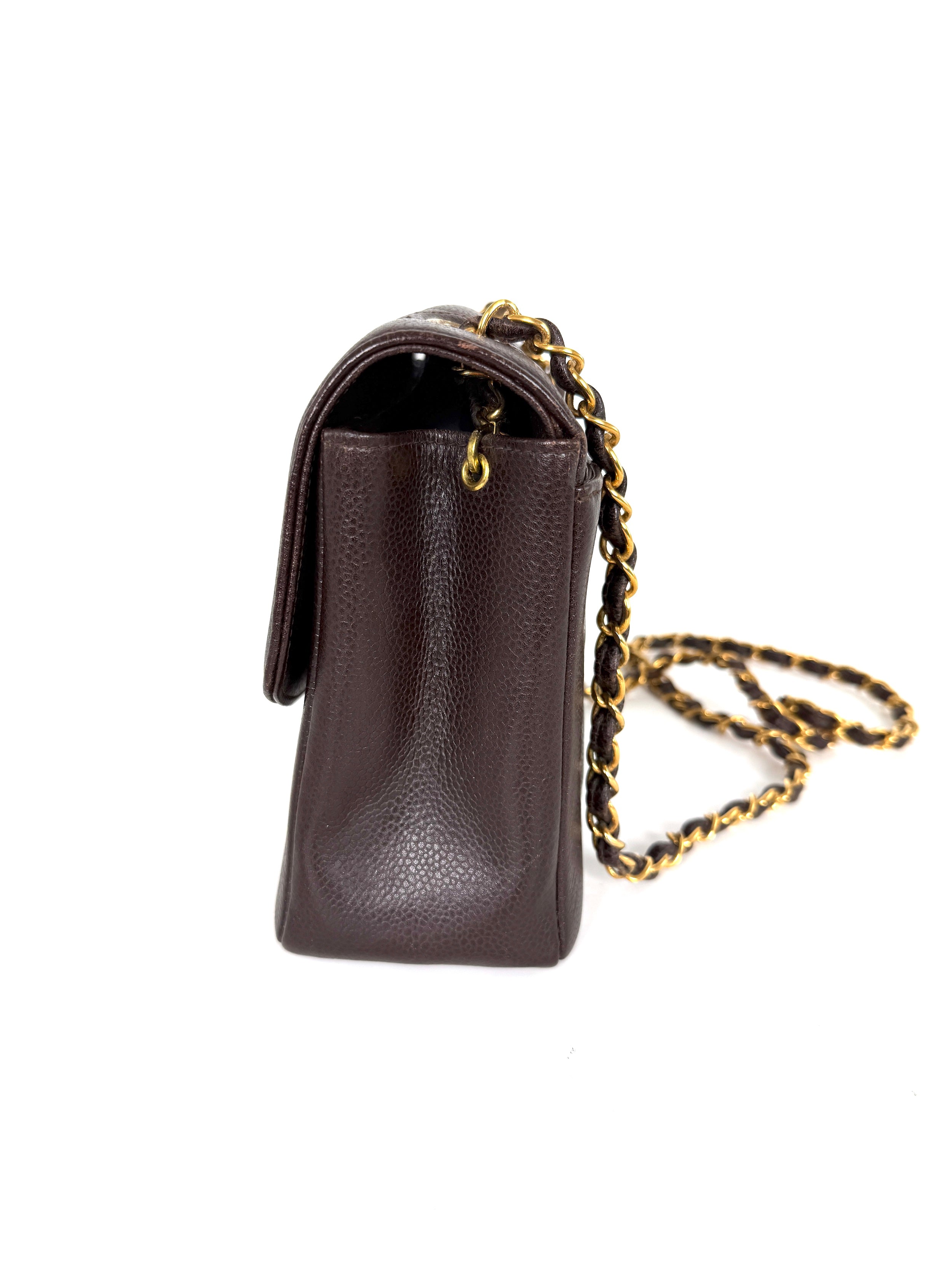 Vintage CHANEL Diana Medium Brown Caviar Quilted Leather Crossbody Flap Bag