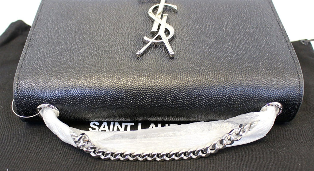 YVES SAINT LAURENT Kate Black Leather Chian Clutch Crossbody Bag