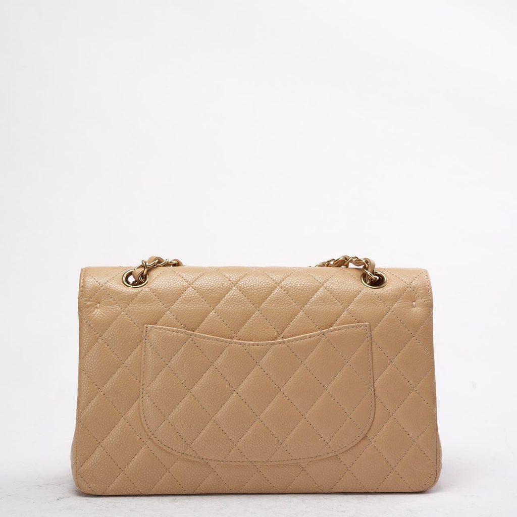 Chanel Beige Medium Double Flap Caviar 2014