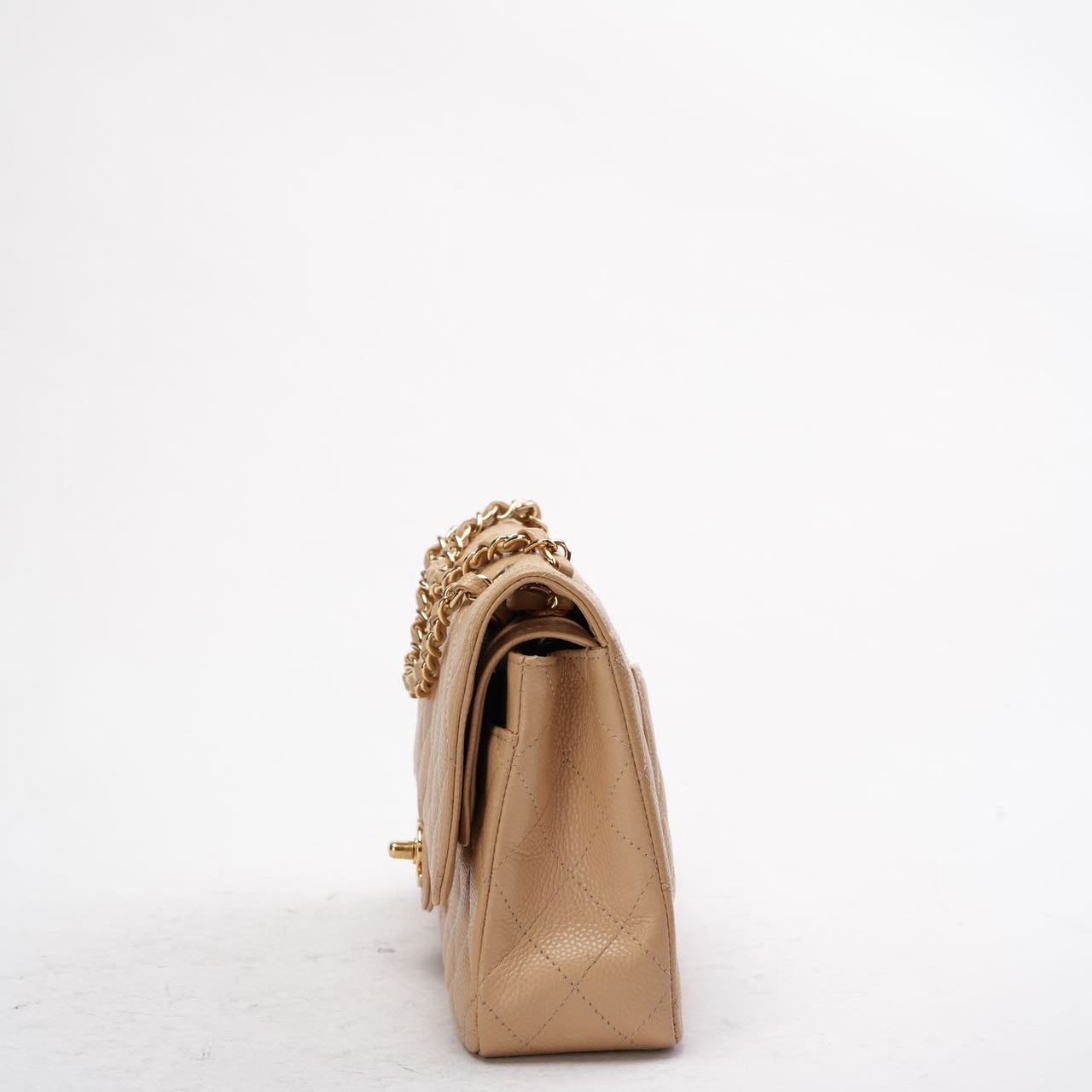 Chanel Beige Medium Double Flap Caviar 2014