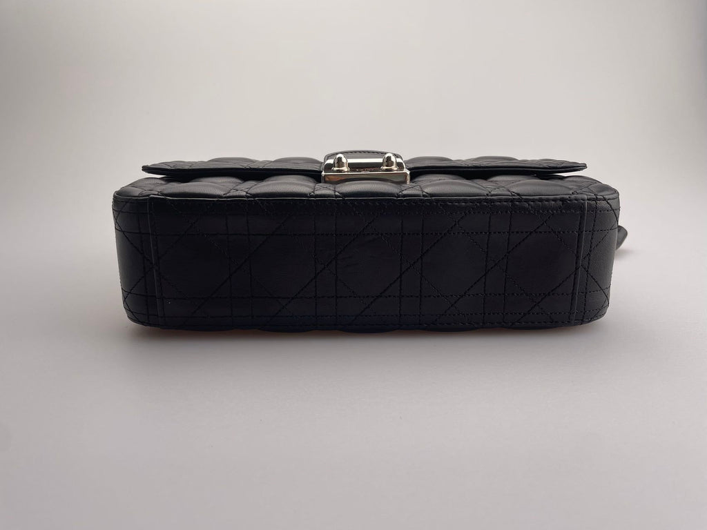Dior Miss Dior Shoulder Bag in Black Lambskin Leather with Silver Hardware